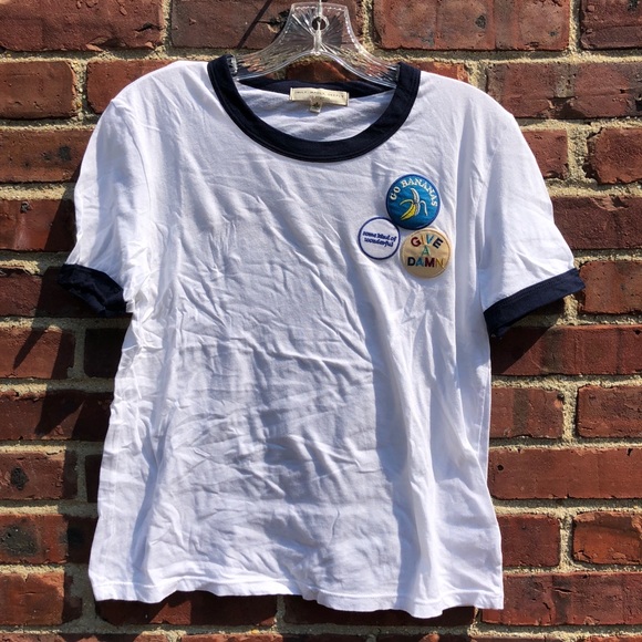 NWOT Patch Ringer Tee Shirt - Picture 2 of 4